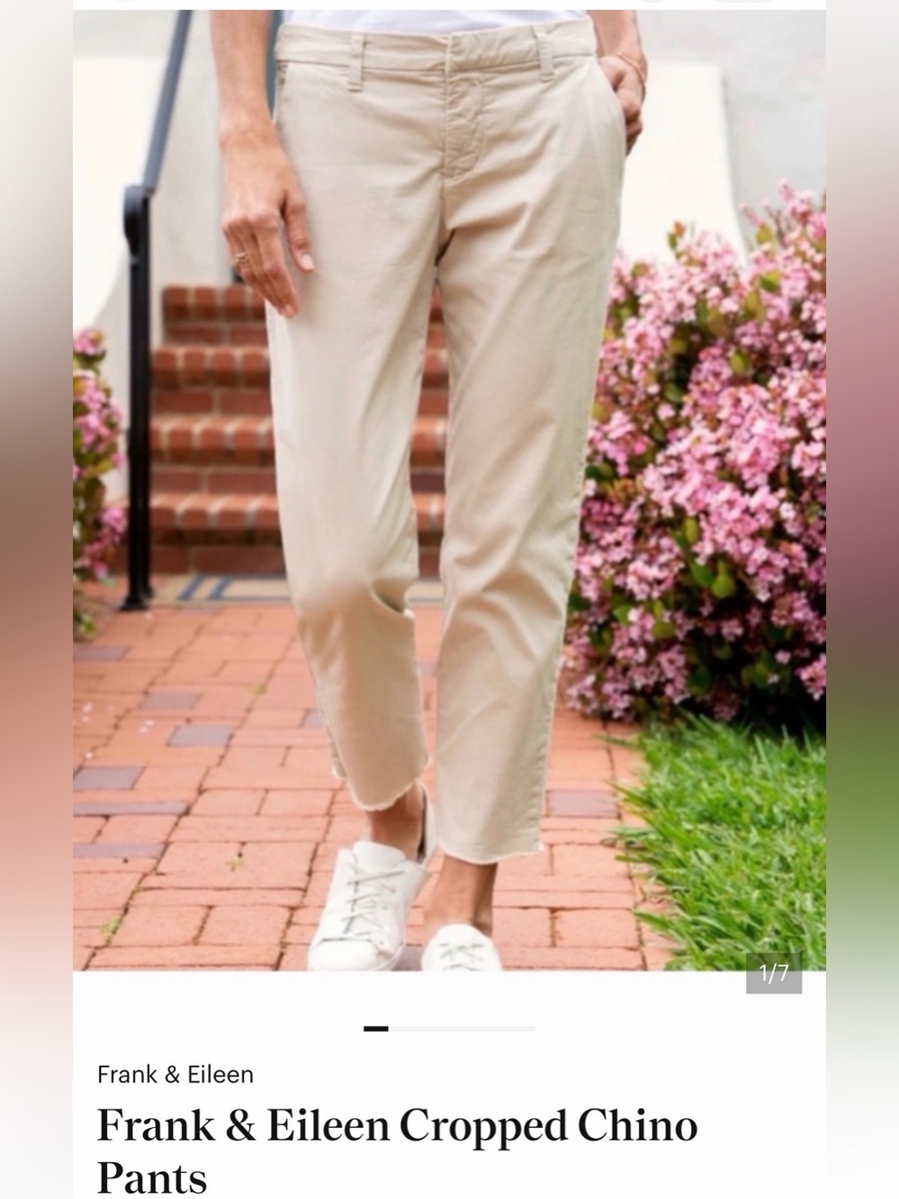 Frank & Eileen Cropped Chino Pants in Beige